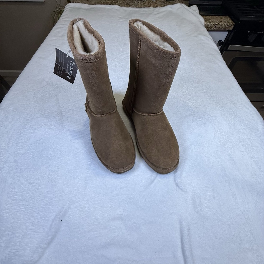BEARPAW Dorado Brown Suede Wool Lined Tall Boots Mens 10 Womens 11 430U-DORADO